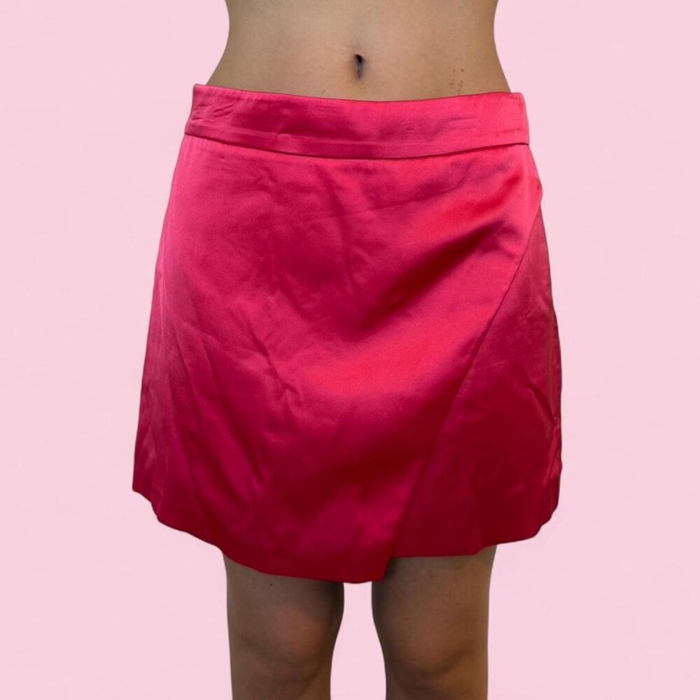 zara hot pink satin mini skirt